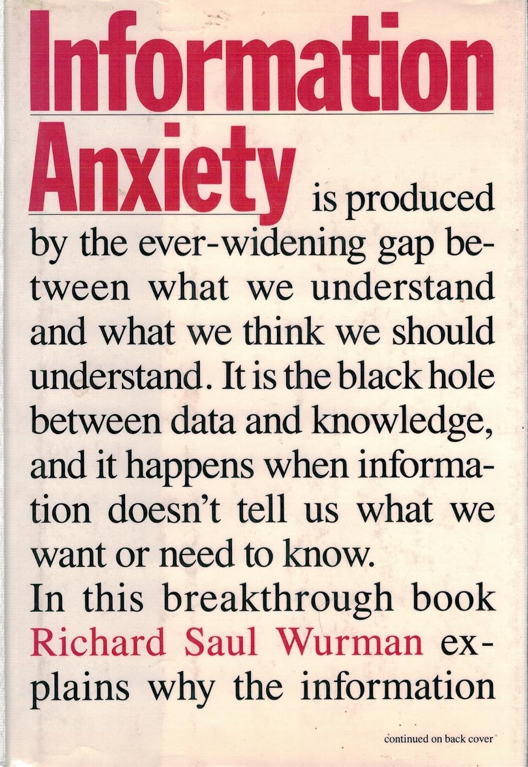 Cover of Information Anxiety by Richard Saul Wurman.